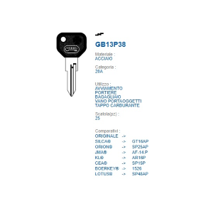 CHIAVE AUTO ERREBI  SILCA GT16AP              XC08