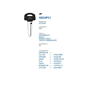 CHIAVE PROF.AUTO ERREBI T.PLAST.   COD.HON31RCP  XC04