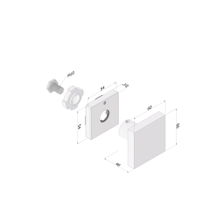 KIT POMOLO QUADRO centroporta 60X60mm  CON ROSETTA CROMO-SAT 5025KCSROMA