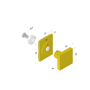 KIT POMOLO QUADRO centroporta 60X60mm  CON ROSETTA OTTONE lU 5025KCSROMA