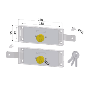 COPPIA SERRATURE LAT. DX+SX A CIL. TONDO 25 2285XZB4508XX3 SECUREMME