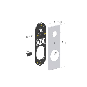 KIT ROSETTA QUADRA 4755 54X10 in ottone cromo sat. CS 4755KCS SECUR