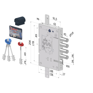 SERR. TRIPL. 250 DX CR INT 28 CUORE INTERC. 2501DCR0328S66 SECUR