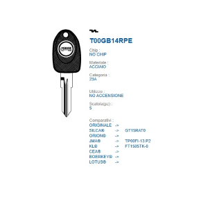 CHIAVI AUTO ERREBI SENZA TRANSPONDER GT15RAT5