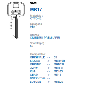 CHIAVI MULTIPORIFLO ERREBI MER16R   XR4