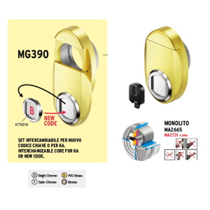 MINIMAG MG390 COPPIA FB CLASSE 5 MOD. OVALE C/CAMBIO COMB. MAGNETICA ALLUMINIO BRONZO CON MA2665D1AB IN KA H25 DISEC