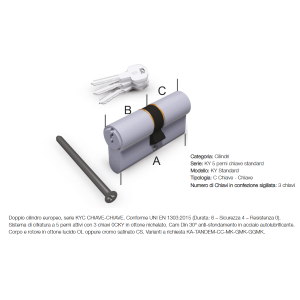 CILINDRO KY 5 PERNI IN MK CH 30-CH 35 SECUREMME OTTONE LUC. 3000COL3035