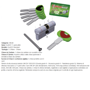 CILINDRO EVOK22 CHIAVE-CHIAVE CROMO SATINATO 30-90 1+5 CHIAVI SECUREMME