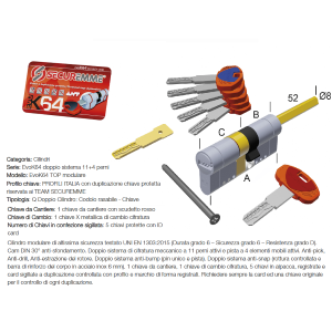 CILINDRO EVOK64 COD-CH CROMO SAT 30-40 1+1+5 CH SECUREMME