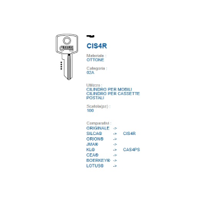 CHIAVE PROFILO CASS   CIS4R XS5