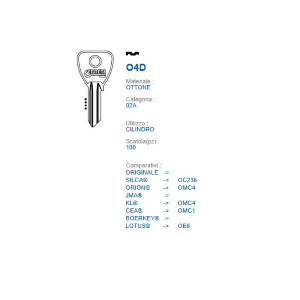CHIAVE PROFILO NAZIONALE ERREBI  OC236   XS4