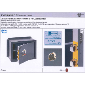 CASSAFORTE PERSONAL CON CHIAVE                ALT 290 LARG 410 PROF 200    MOD 1220   MOTTURA