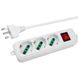 MULTIPRESA 3 SCHUKO/BIPASSO CON SPINA SALVASPAZIO CFG ES027 ES090 10A