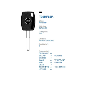AUTO SPECIALI SENZA TRANSPONDER ERREBI   COD.SILCA HU101T