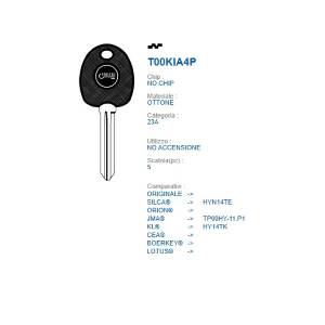 CHIAVE AUTO SENZA TRANSPONDER ERREBI     COD.KYA4T5